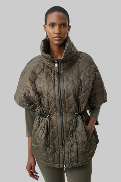 Quilted Nylon Shawl-Neck Boxy Vest