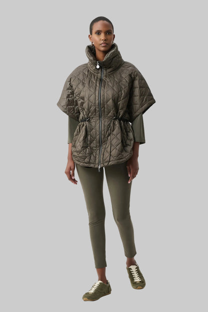 Quilted Nylon Shawl-Neck Boxy Vest