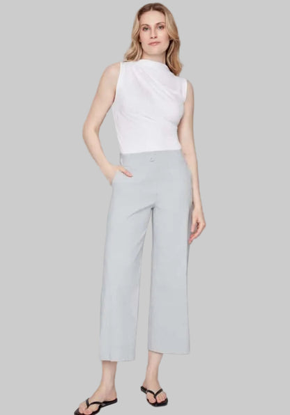 Elizabeth Striped Techno Wide Leg Cropped Pant