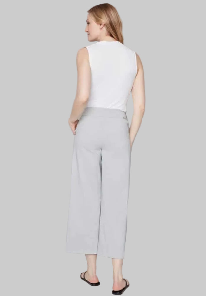 Elizabeth Striped Techno Wide Leg Cropped Pant