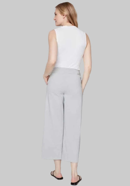 Elizabeth Striped Techno Wide Leg Cropped Pant