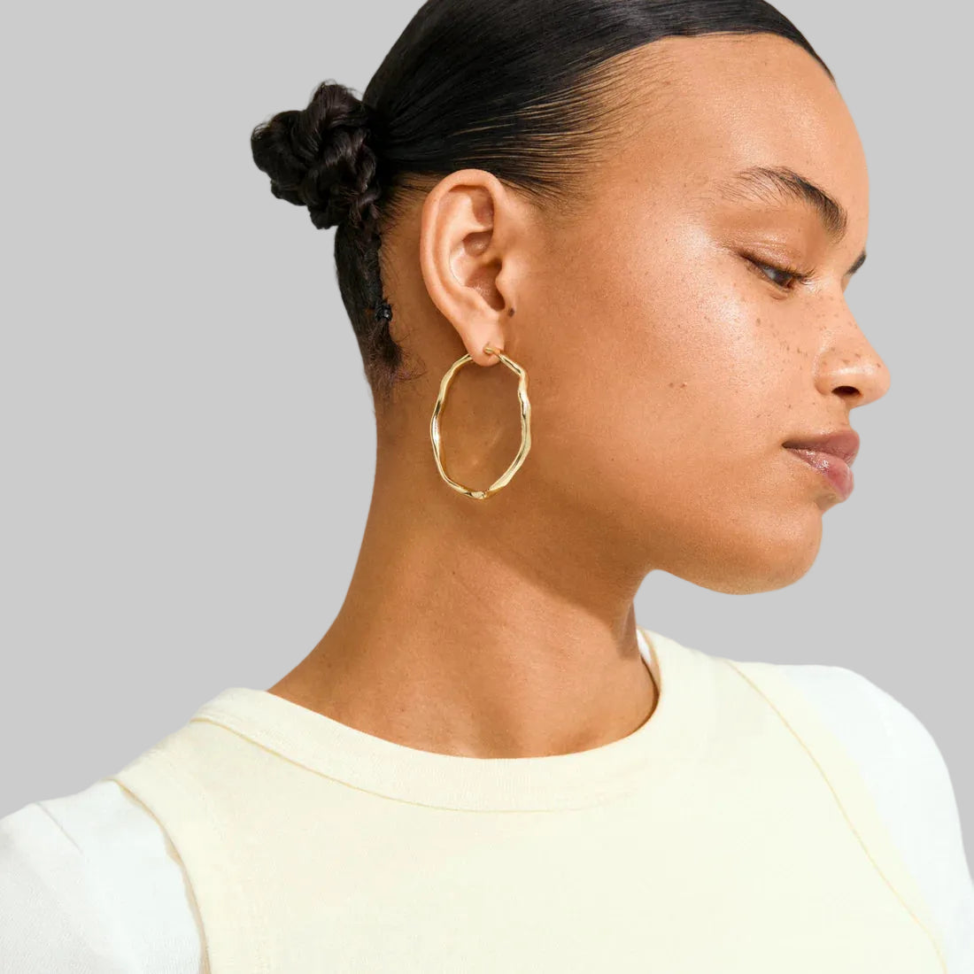 Larkin Recycled Large Wavy Hoop Earrings