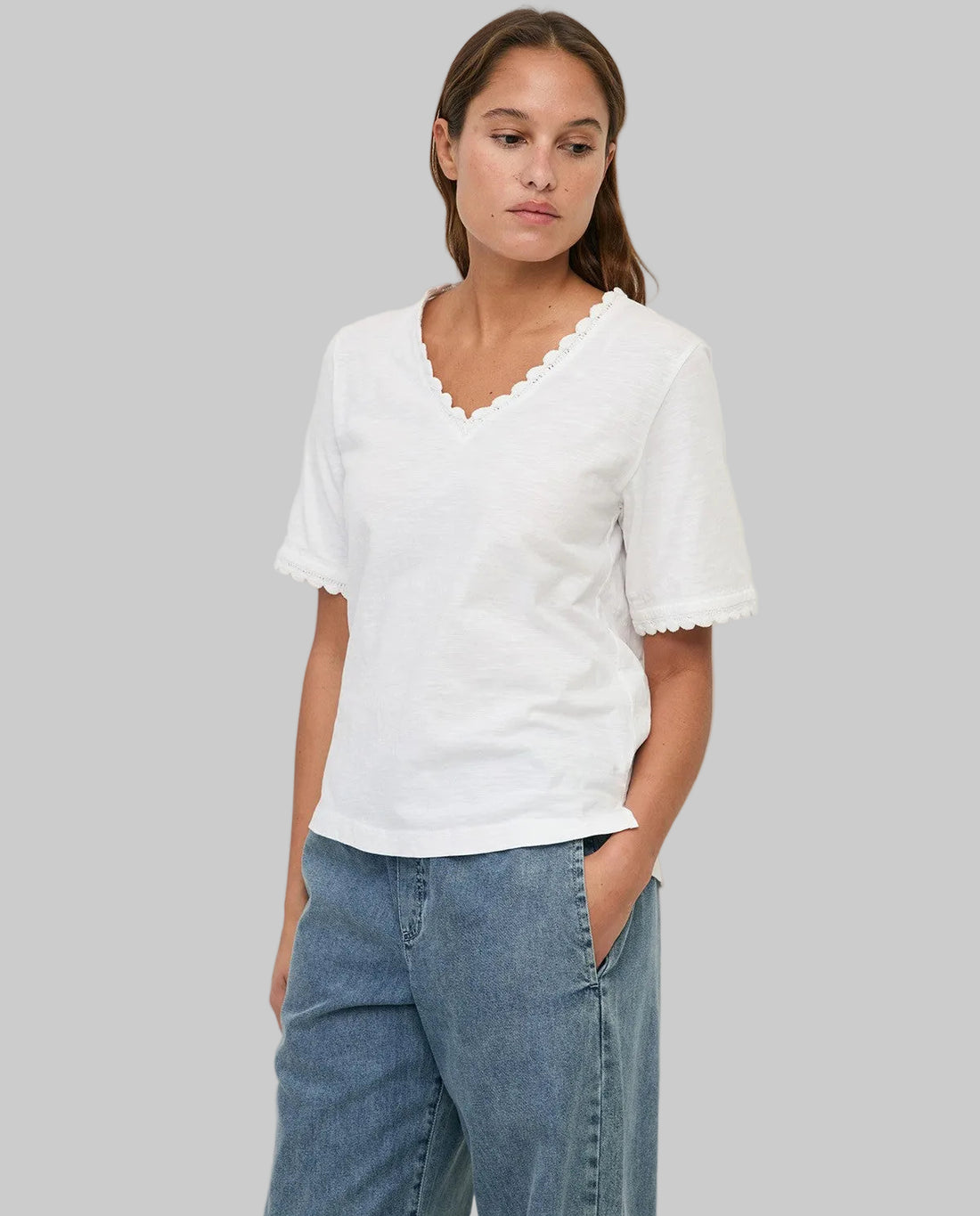 T-Shirt With Crochet Accents