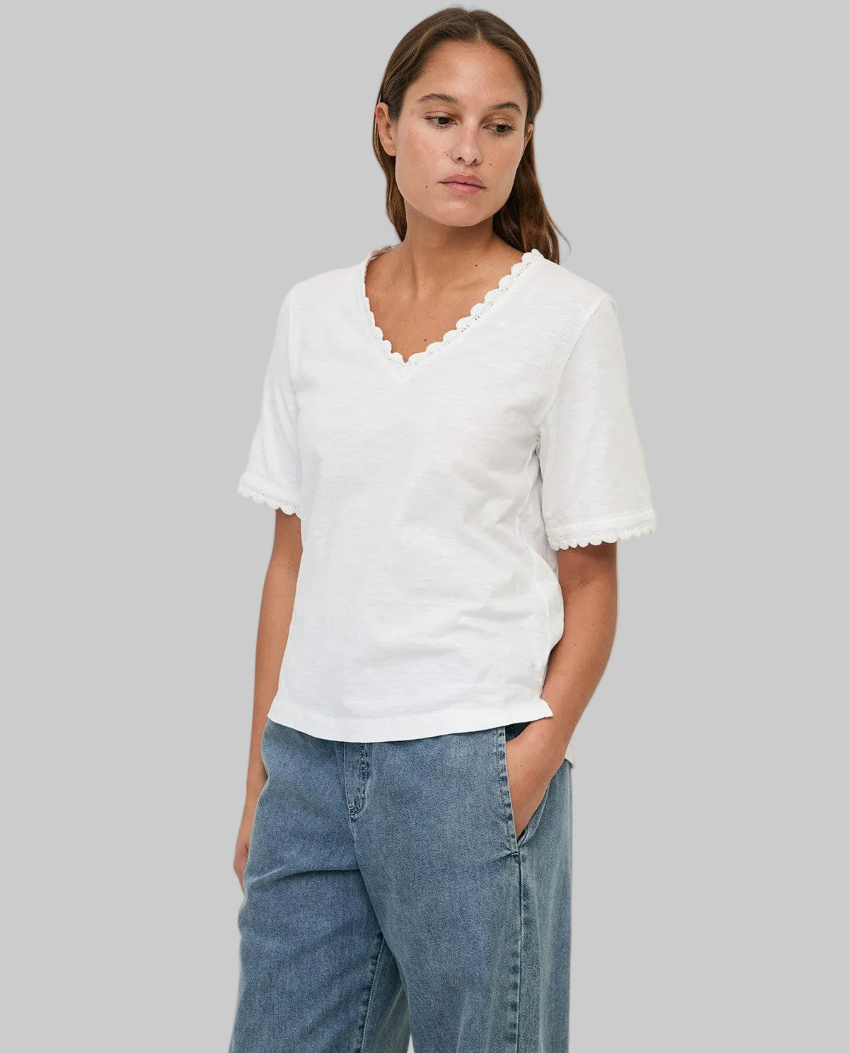 T-Shirt With Crochet Accents