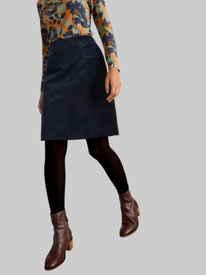 Coral Velvet Knee Length Skirt