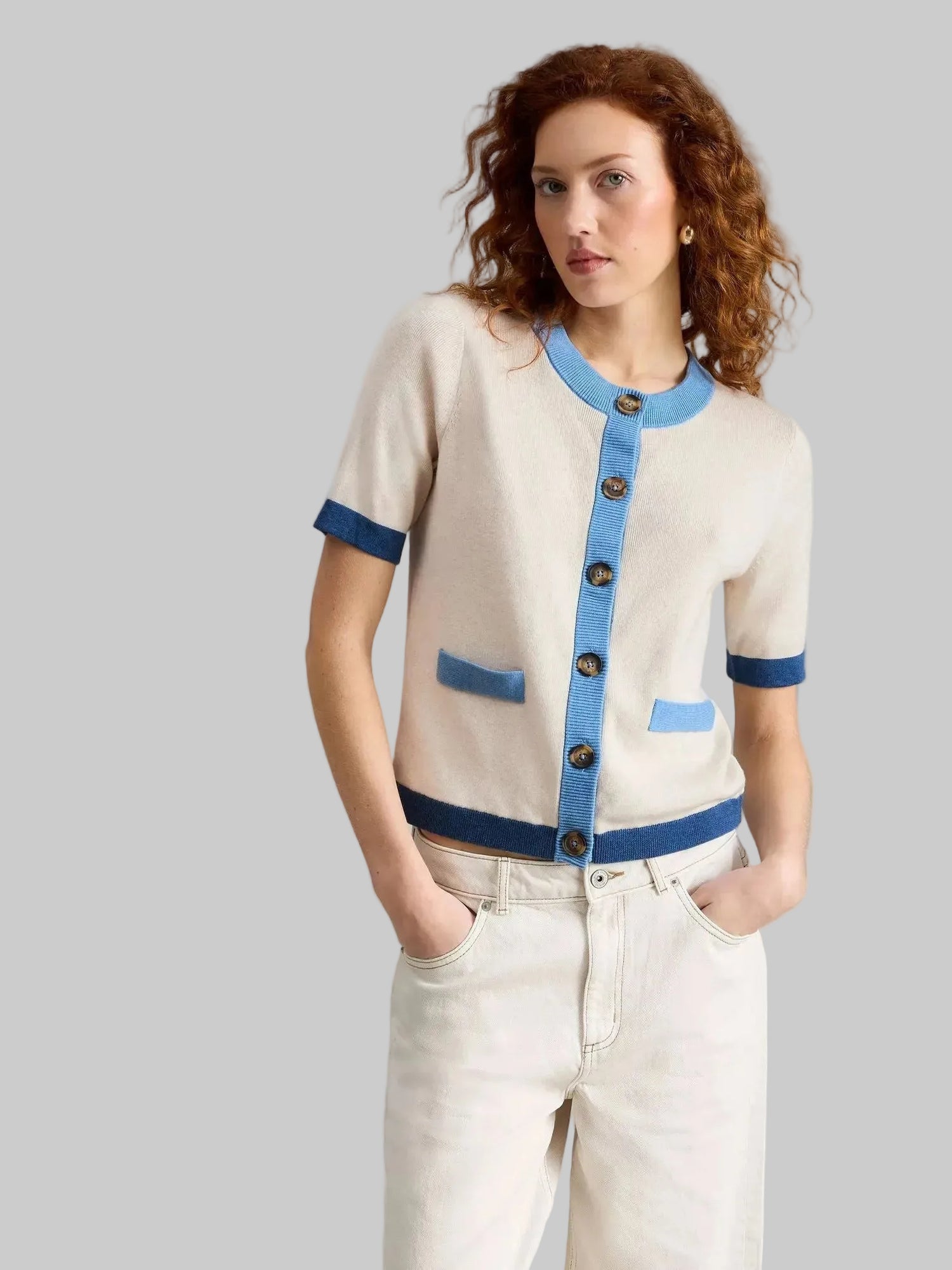 Charlotte Short Sleeve Crew Neck Cardigan