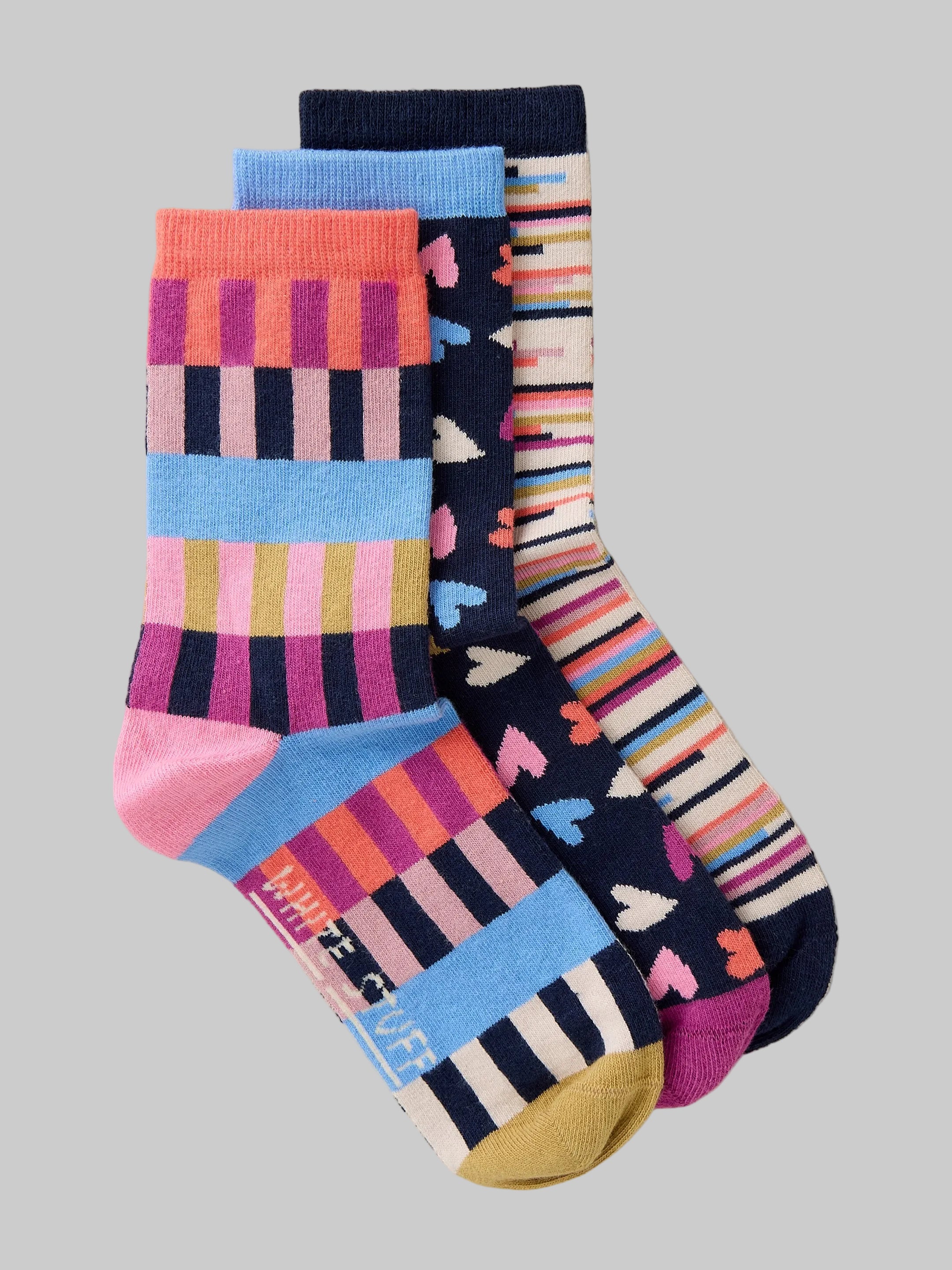 Geo Heart Print Socks 3PK
