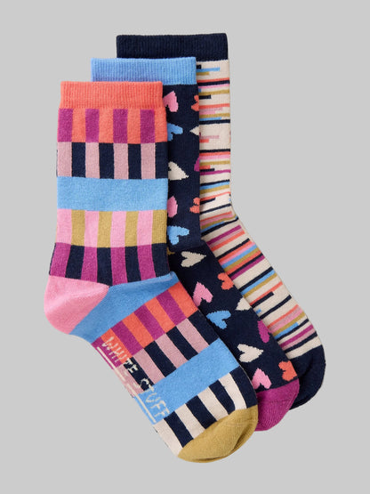 Geo Heart Print Socks 3PK