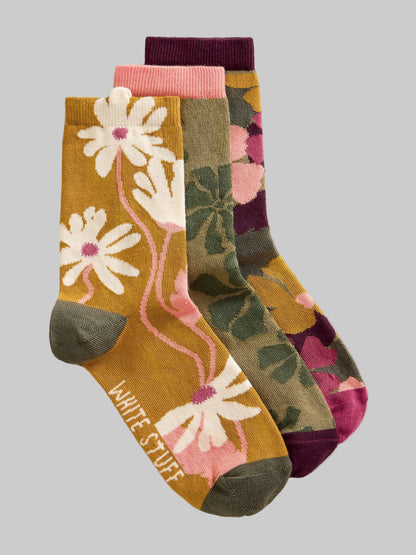 Texture Ankle Socks 3 PK