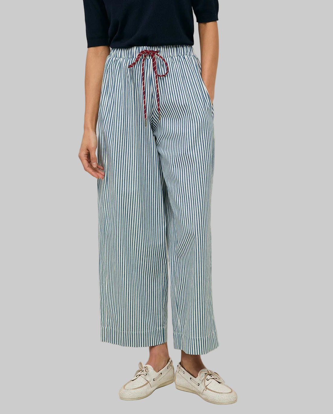 Wide Leg Striped Trousers