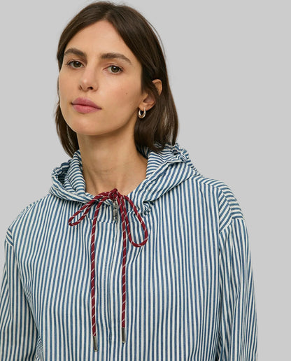 Striped Cotton Hooded Jacket