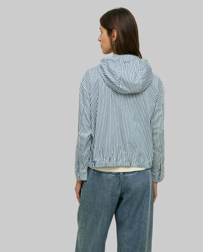 Striped Cotton Hooded Jacket