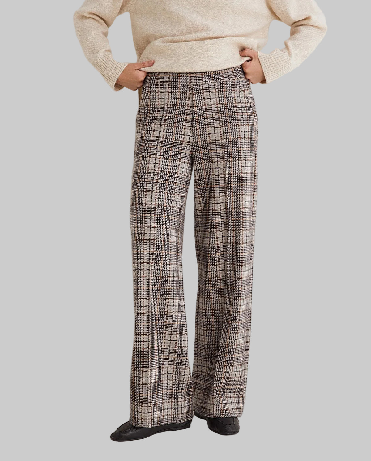 Wide Leg Check Trouser