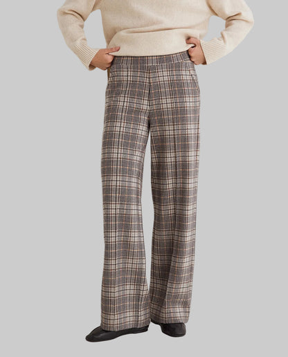 Wide Leg Check Trouser