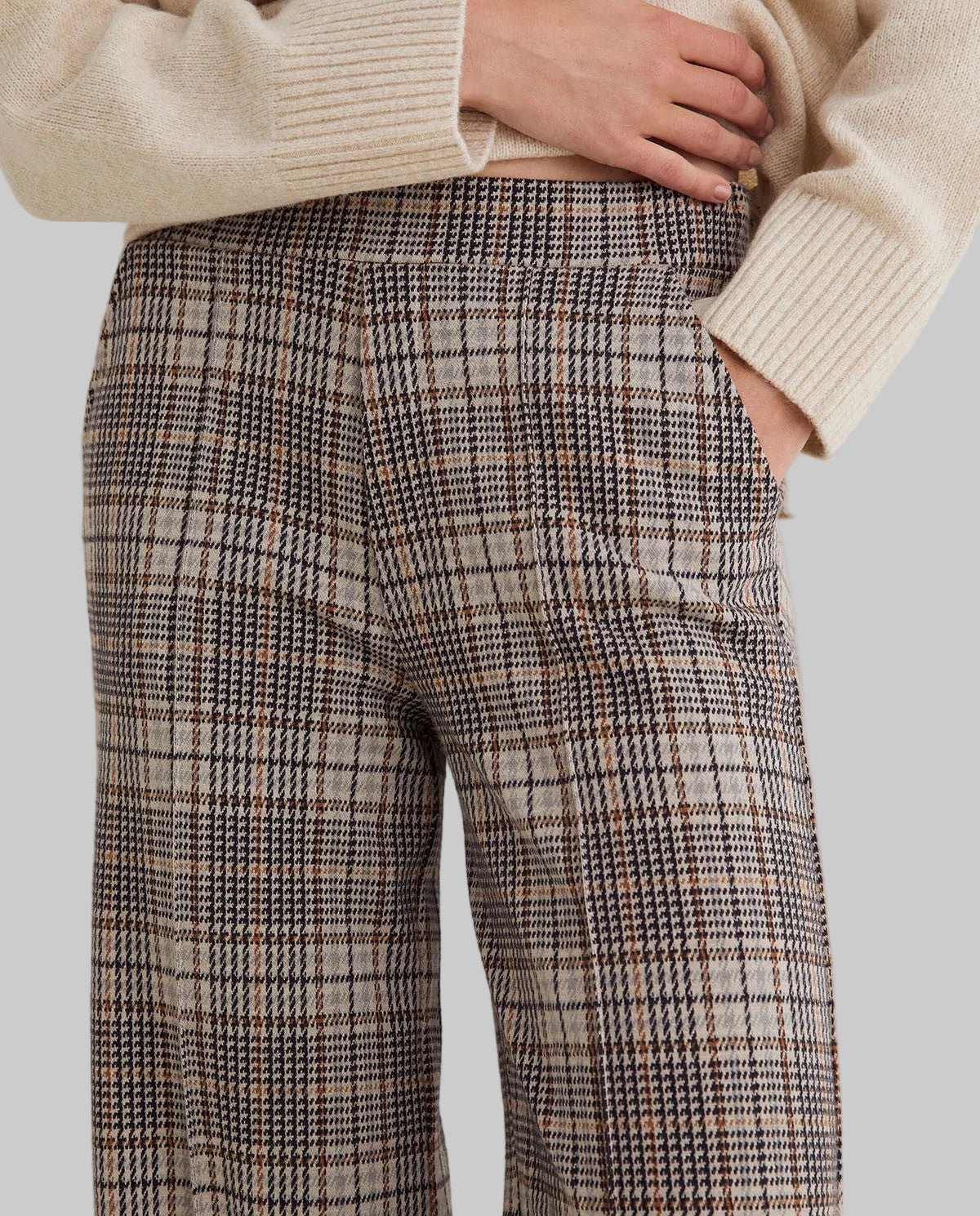 Wide Leg Check Trouser