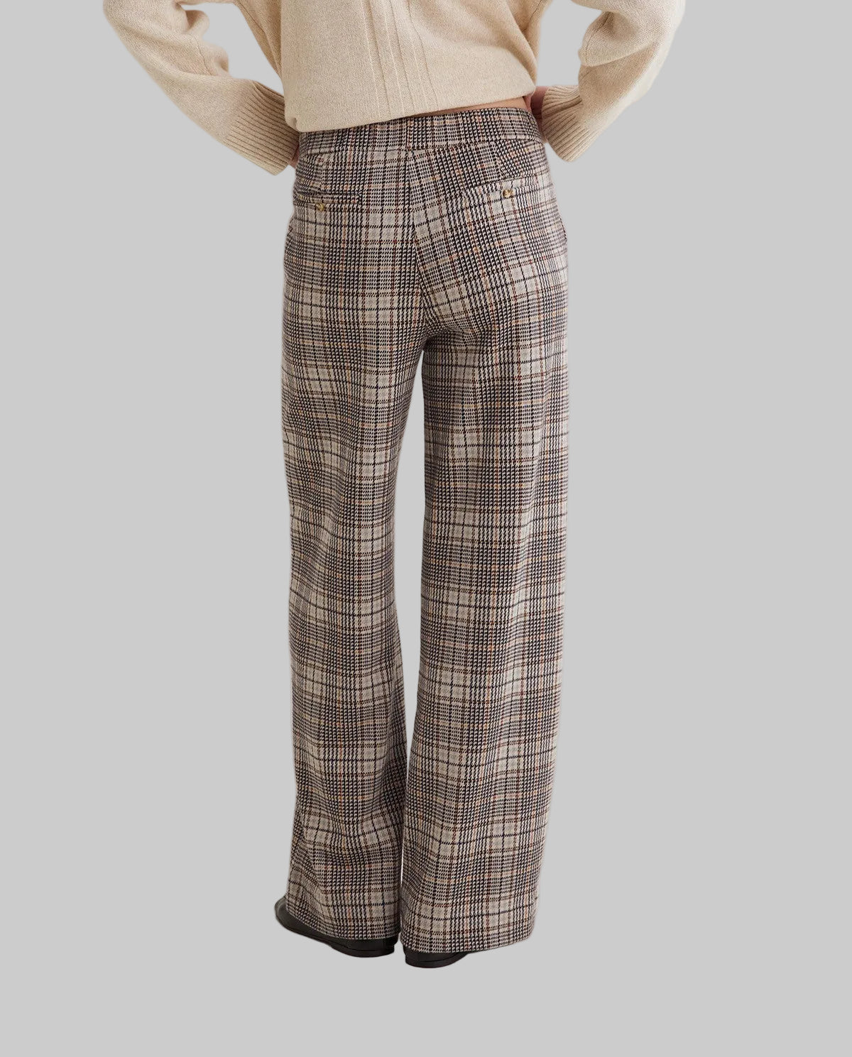 Wide Leg Check Trouser