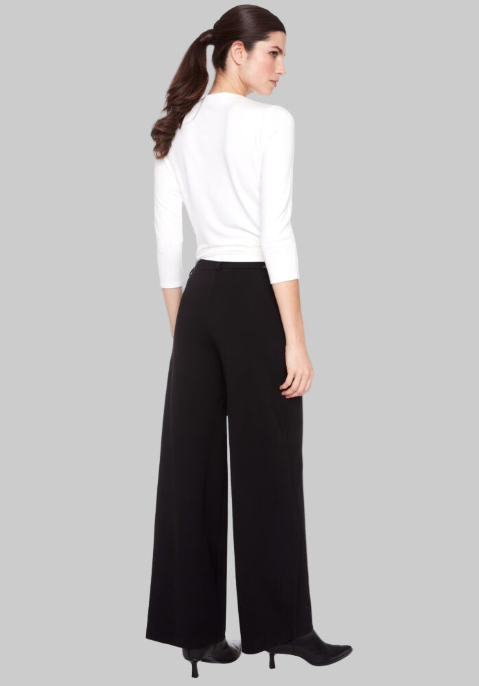 Solid Heavy Ponte Wide Leg Full Length Pant