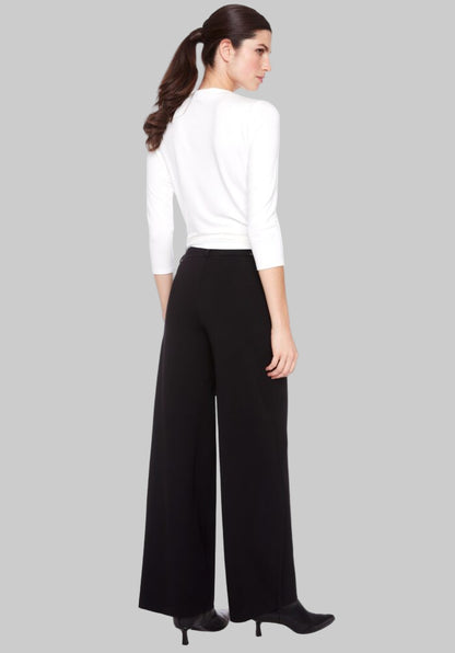 Solid Heavy Ponte Wide Leg Full Length Pant