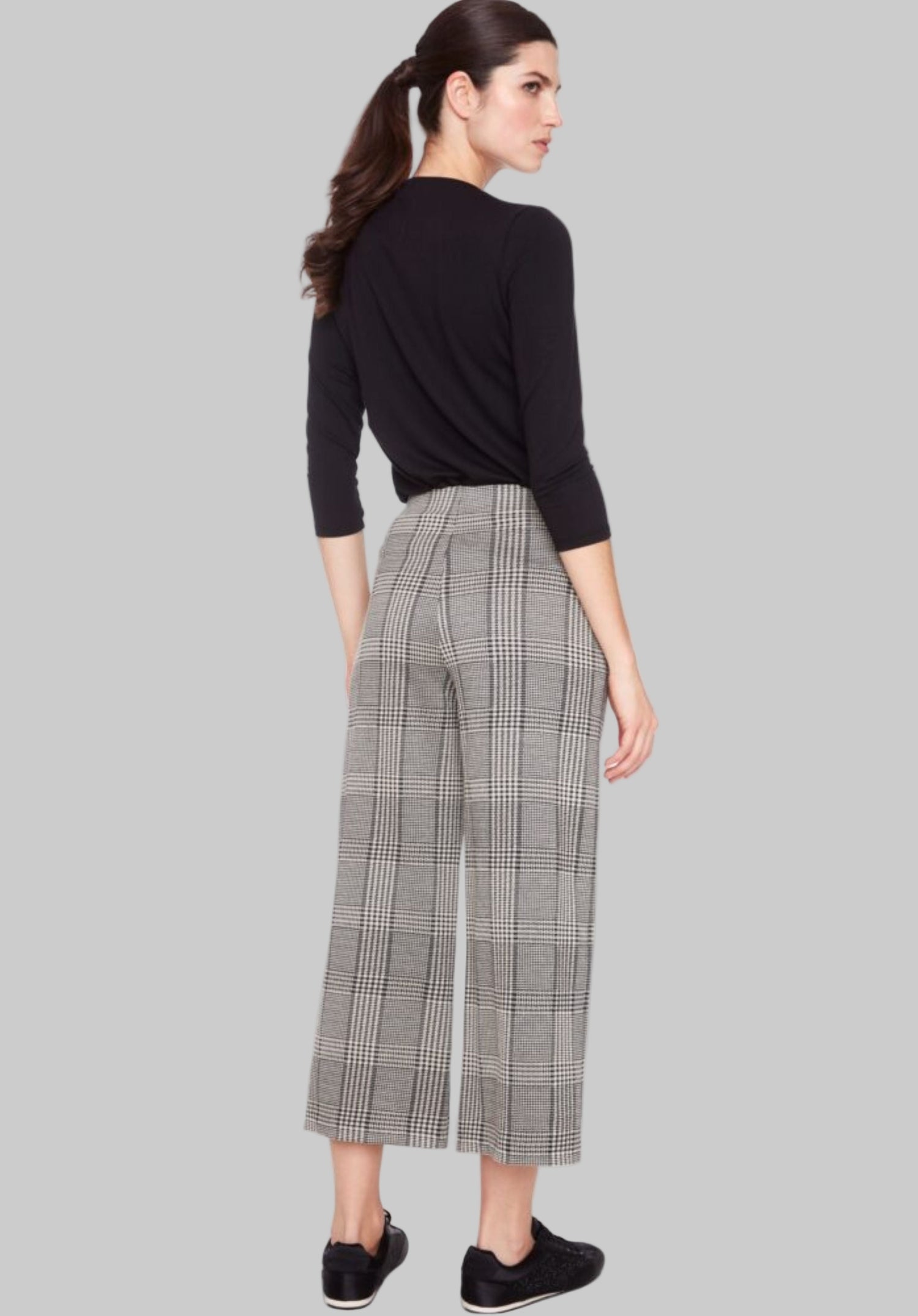 Beige Plaid Kit Cropped Caucho Pant