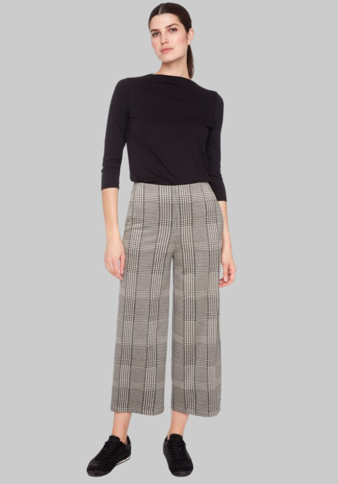 Beige Plaid Kit Cropped Caucho Pant