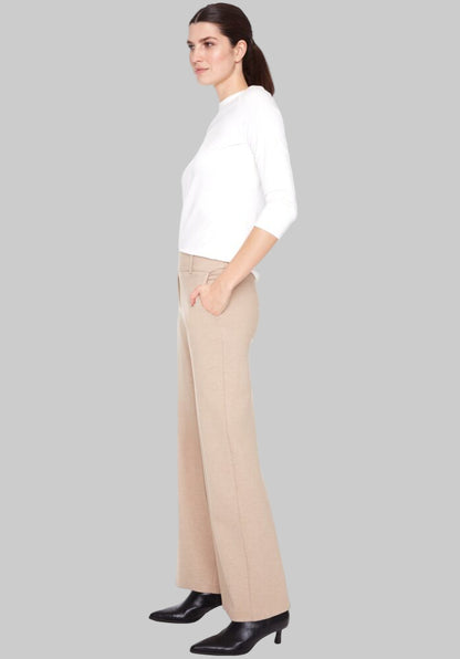 Oatmeal Heavy Ponte Wide Leg Full Length Pant