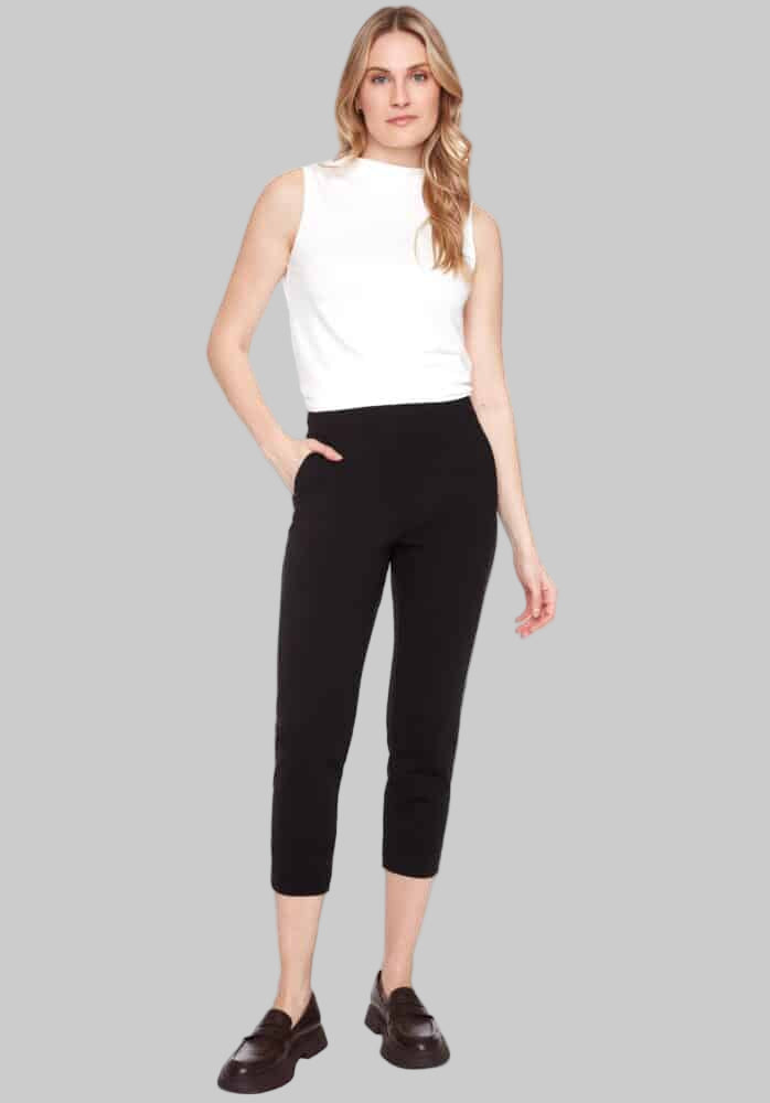 Black Heavy Ponte Slim Cropped Pant
