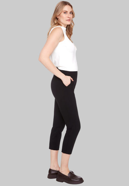Black Heavy Ponte Slim Cropped Pant