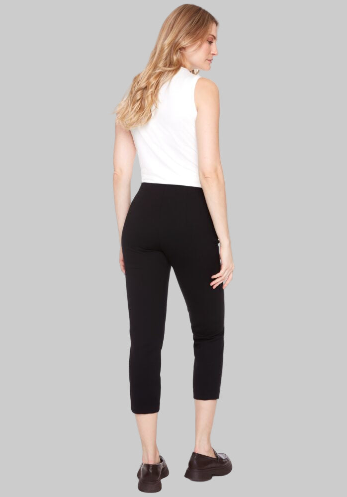 Black Heavy Ponte Slim Cropped Pant