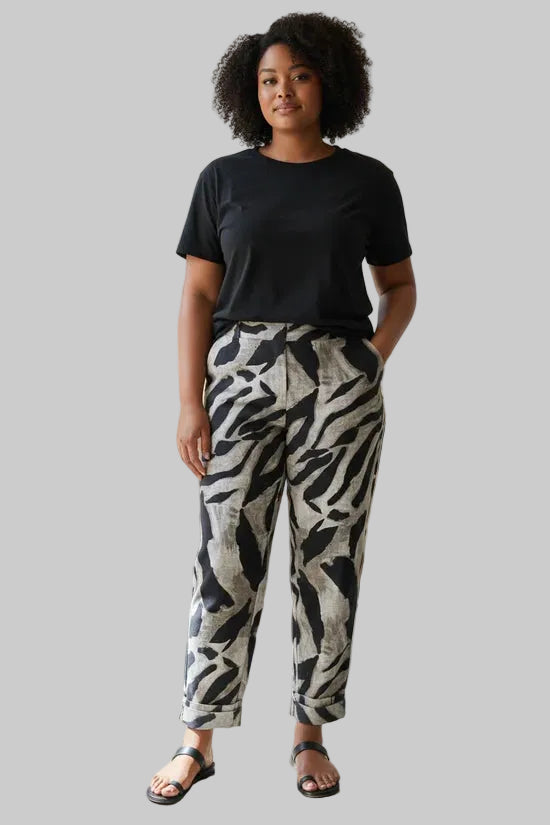 Animal Print Linen Trouser