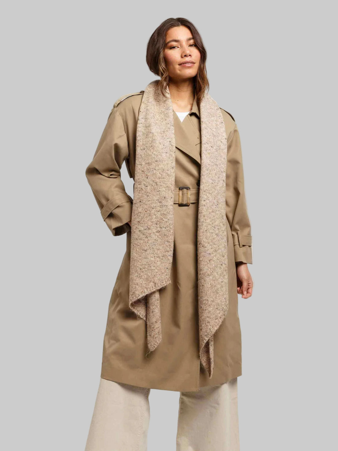 Mottled Knitted Scarf With Glitter