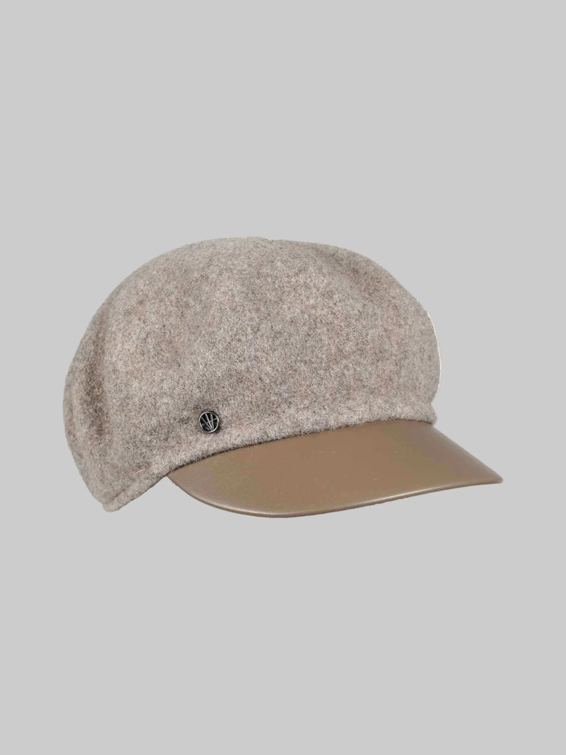 Loevenich Wool Peaked Cap With Imitation Leather Visor