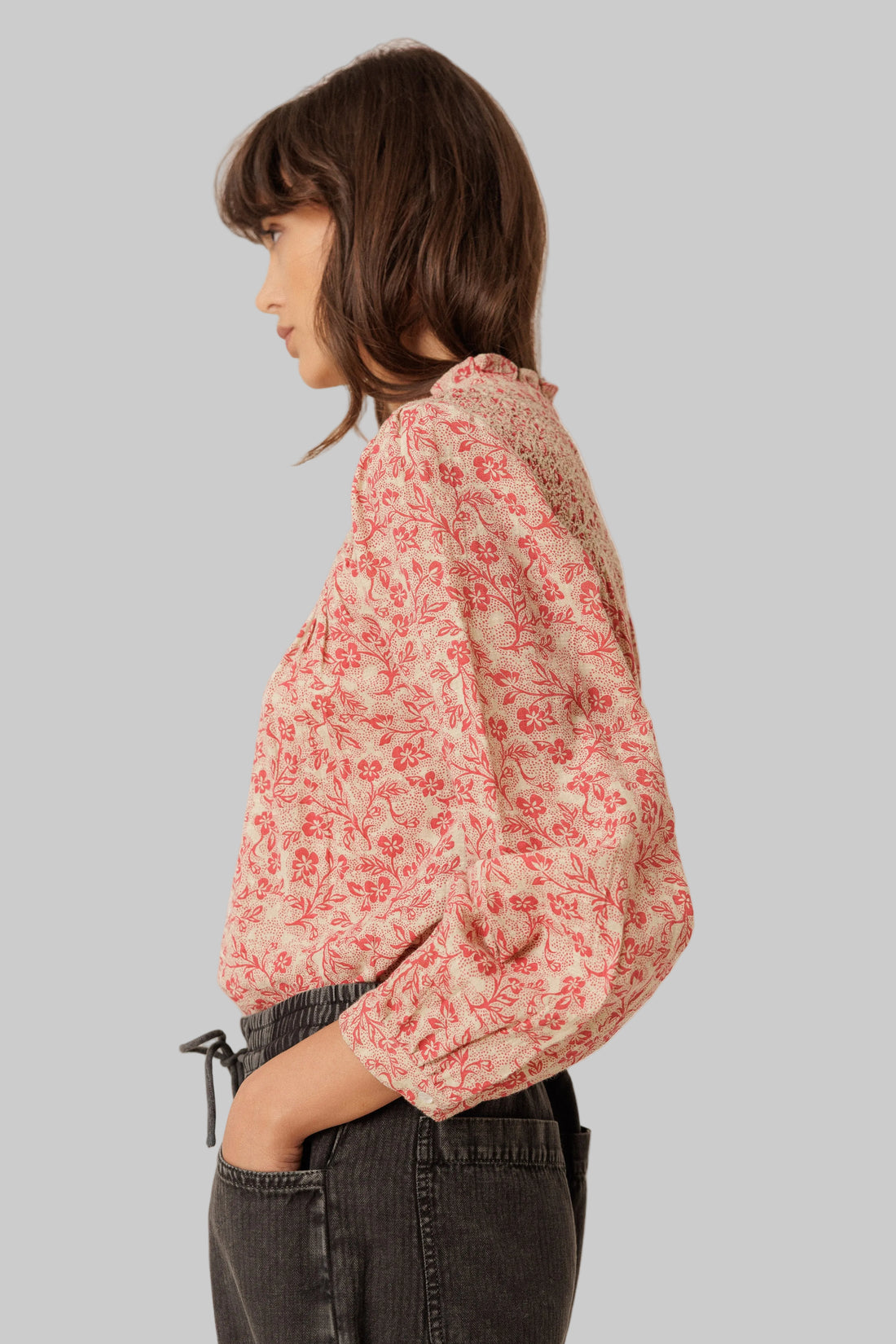 Smocked Embroidery Shirt