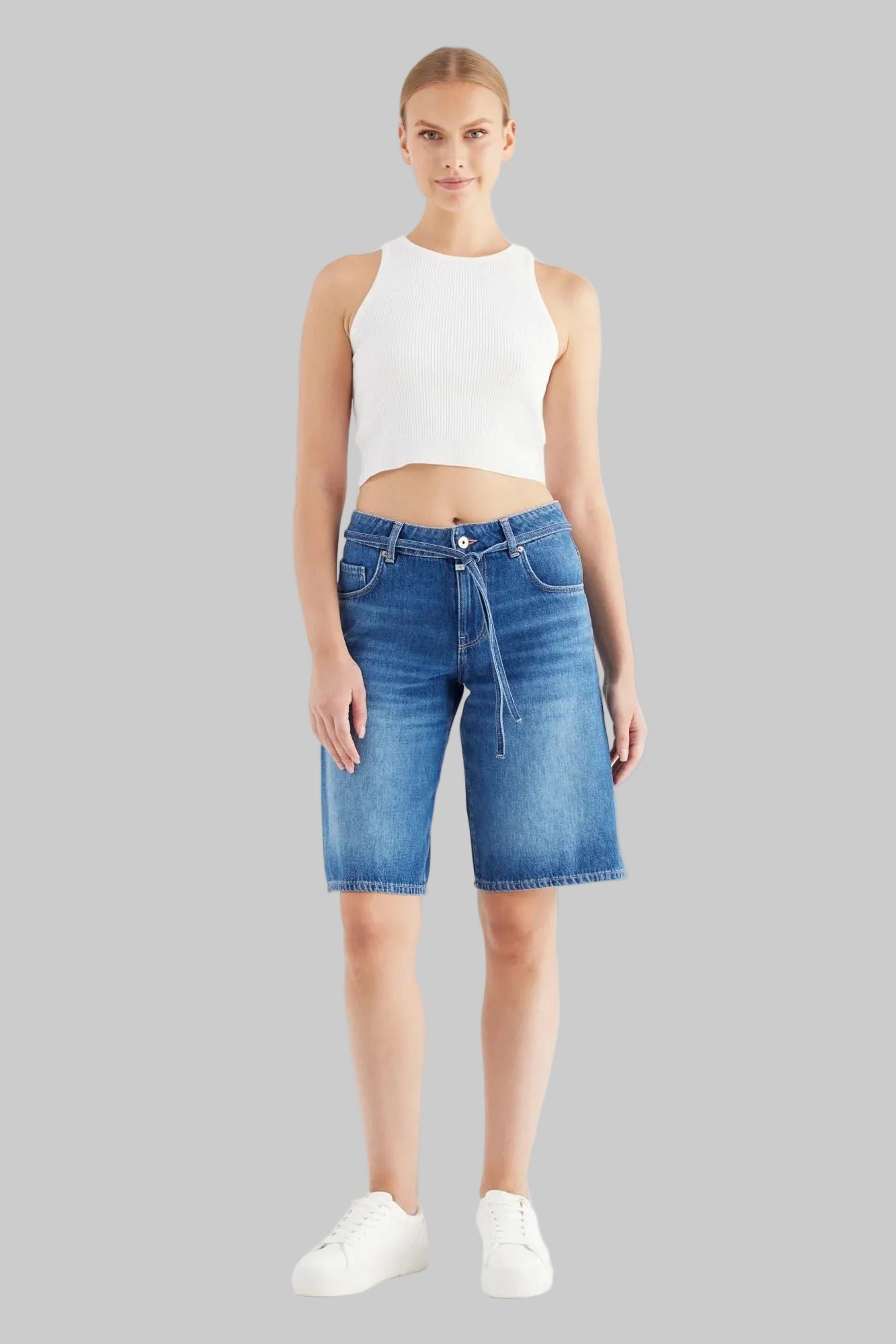 Harper Mid Waist Midi Length 5 Pocket Shorts