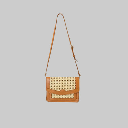 Leather Bag With Cane Accent