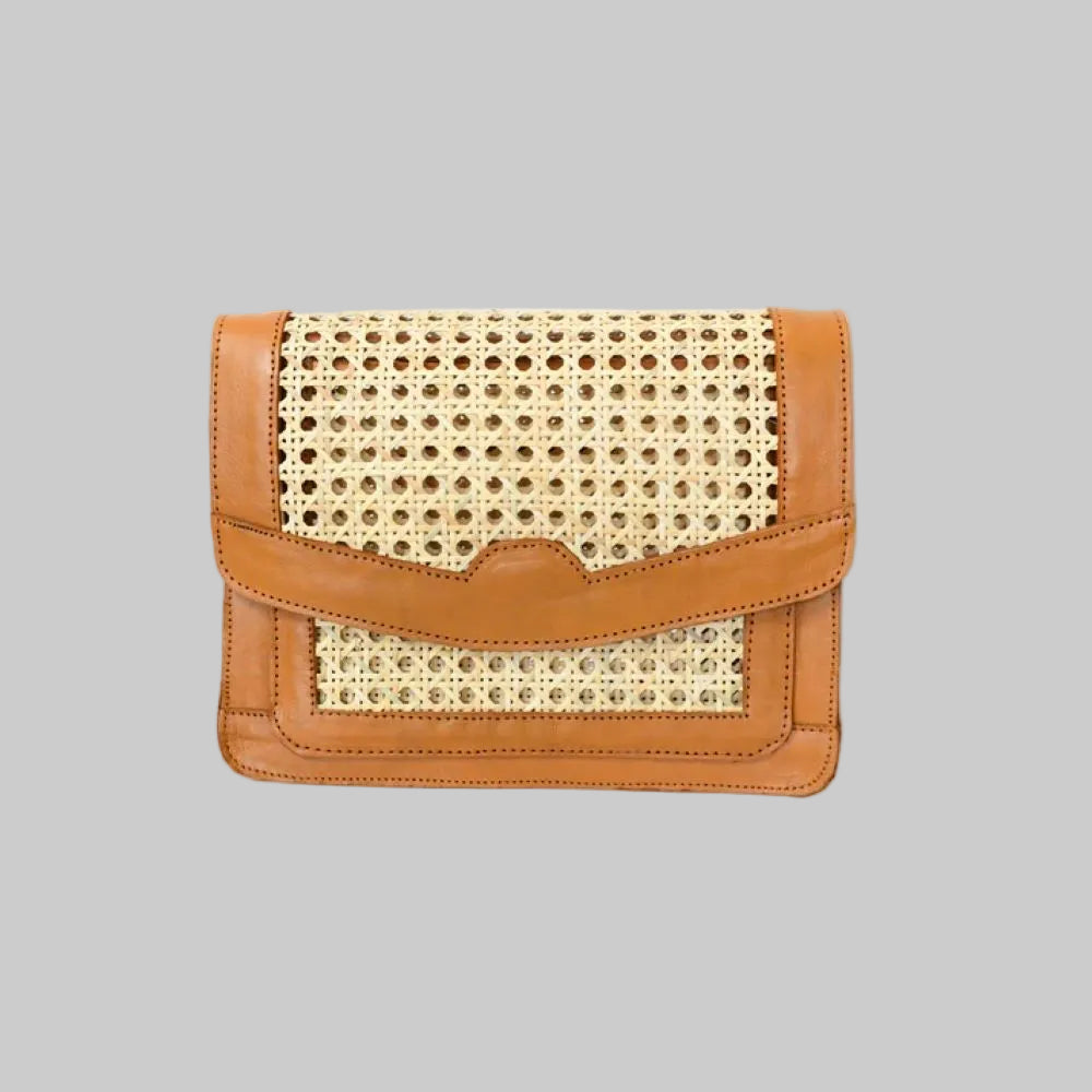 Leather Bag With Cane Accent
