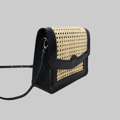 Leather Bag With Cane Accent