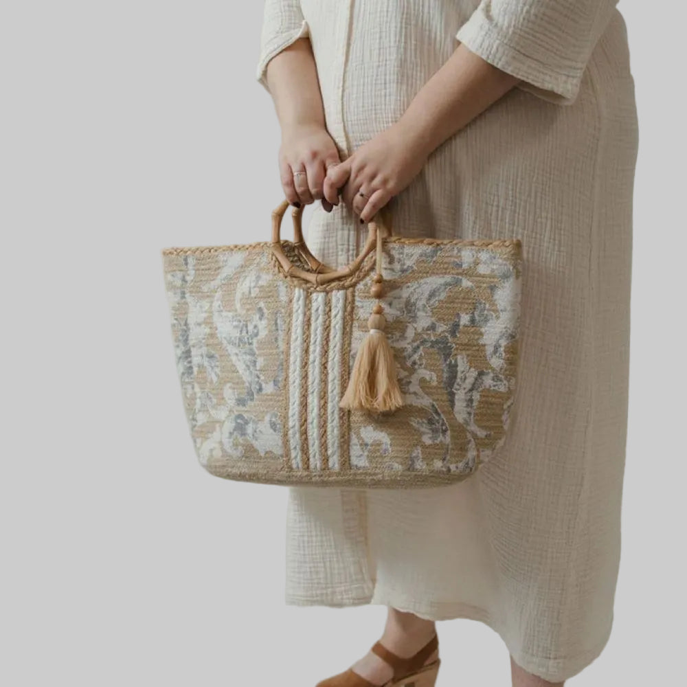 Whimsical Stripe Jute Bag