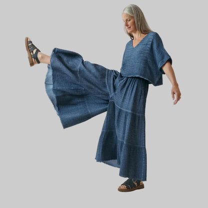 Crinkle Cotton Skirt Pants