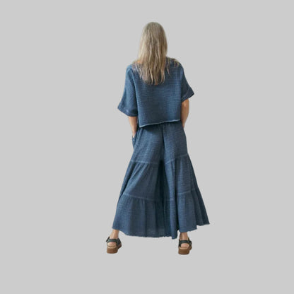 Crinkle Cotton Skirt Pants