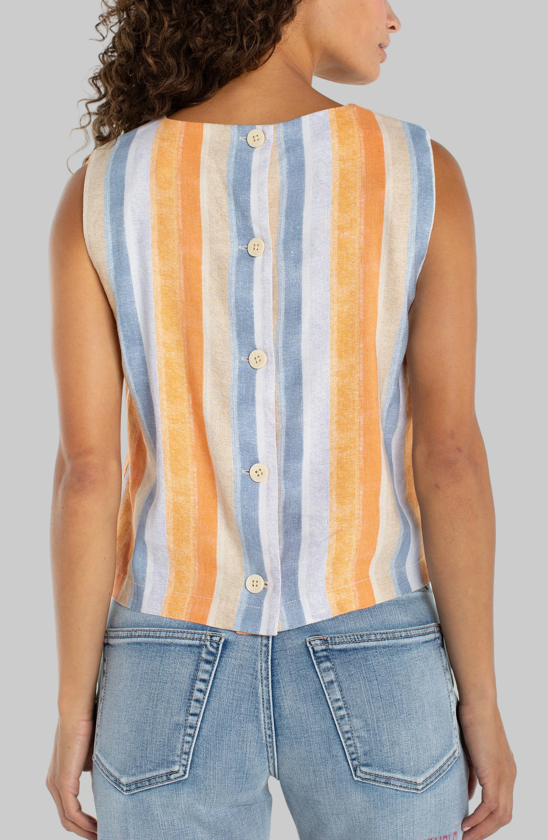 Sleeveless Shell Top W/ Button Back