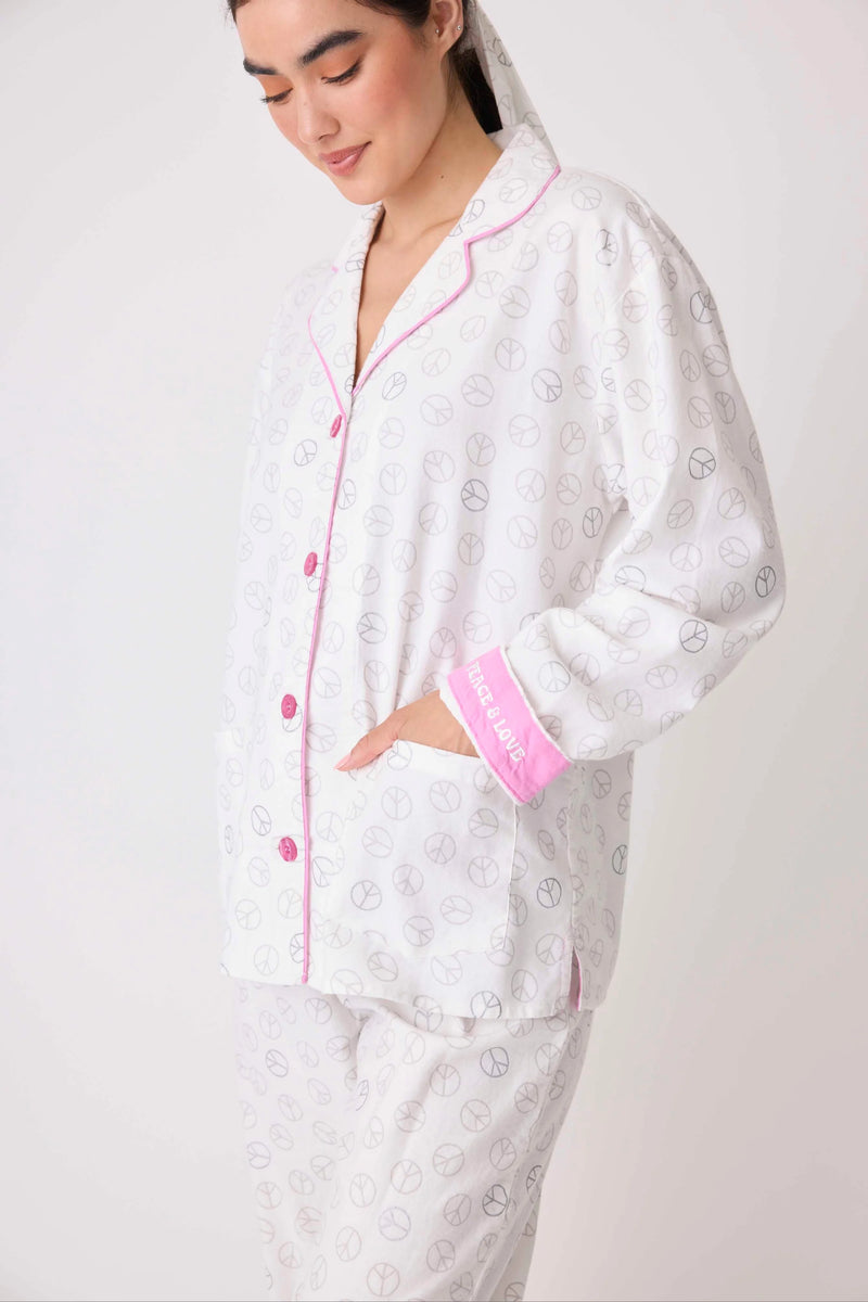 Peace and Love Flannel PJ Set