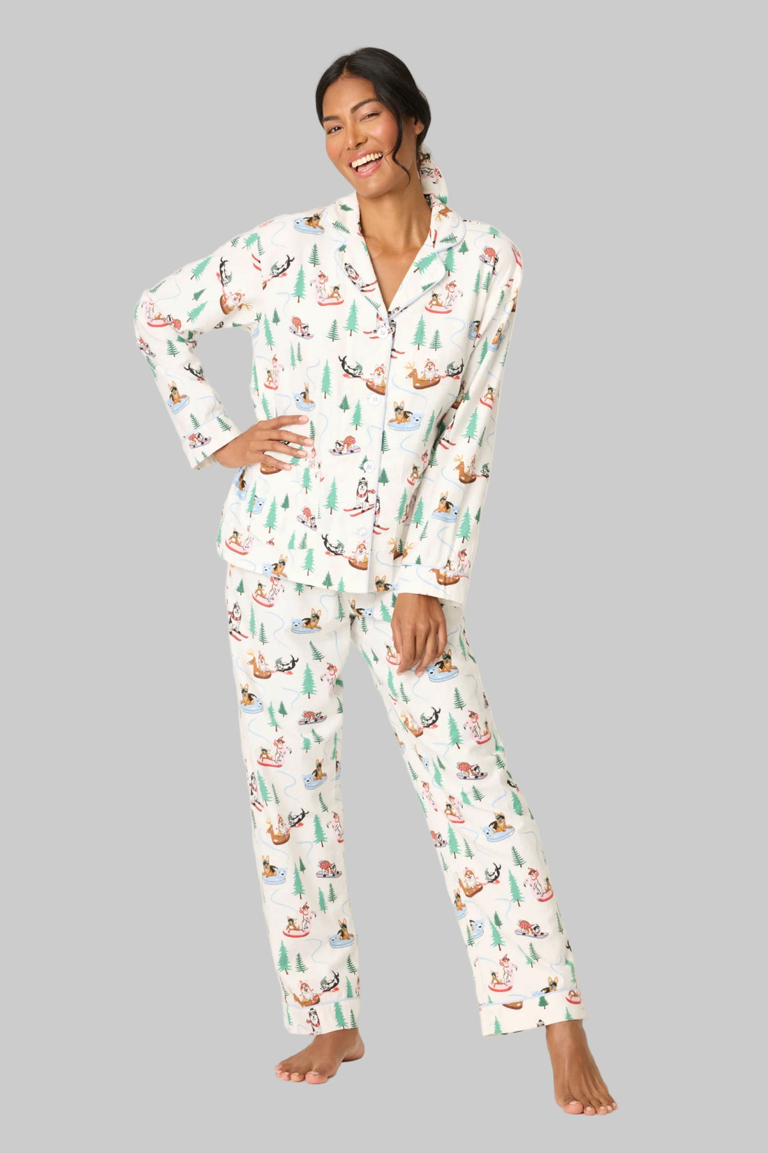 Sleigh All Day &amp; Feeling Pine Winter Print PJ Set