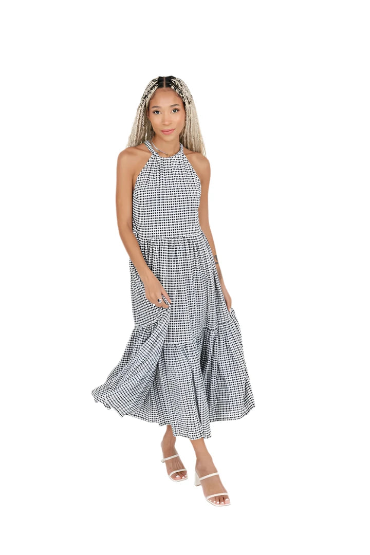 Halter-Neck Tiered Maxi Dress