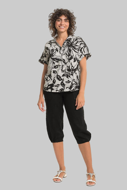 French Linen Print Shirt