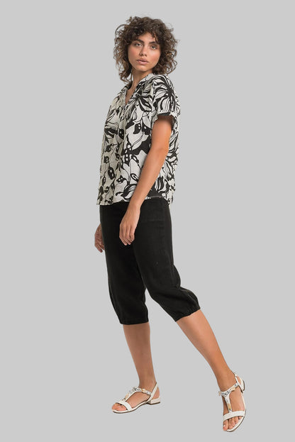 French Linen Print Shirt