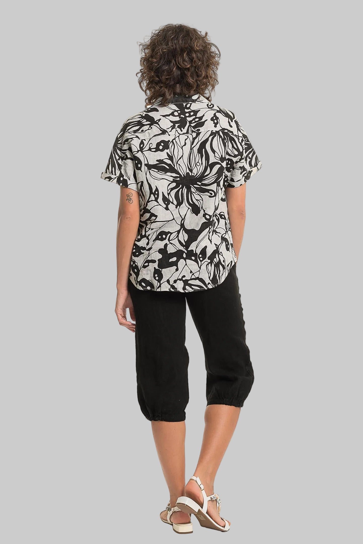 French Linen Print Shirt