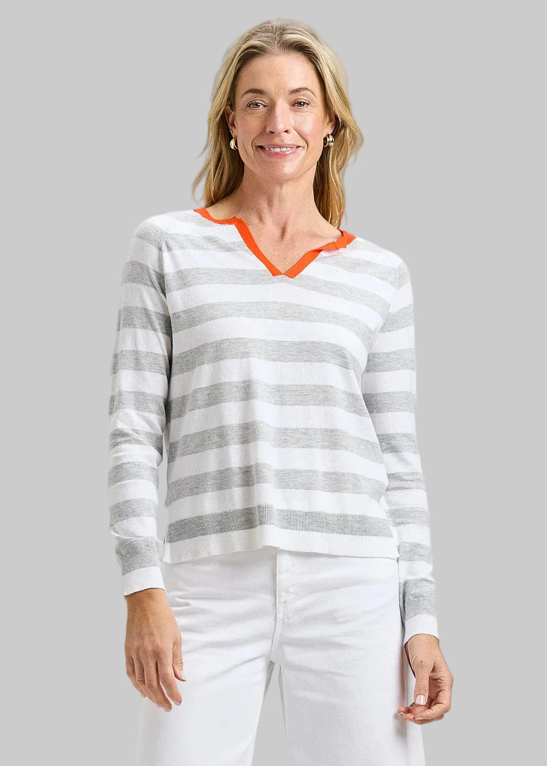 Henley Striped Sweater