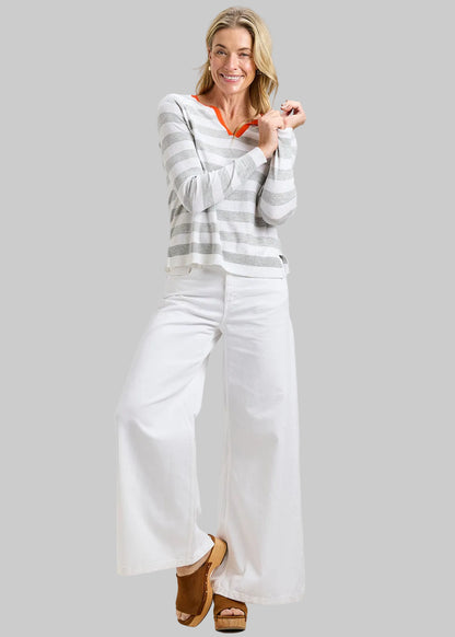 Henley Striped Sweater