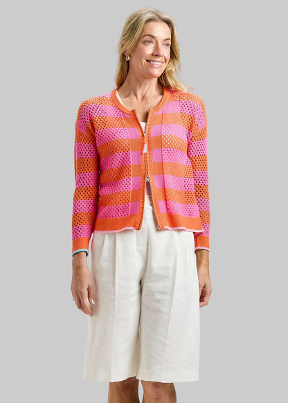 Pointelle Zip Cardigan