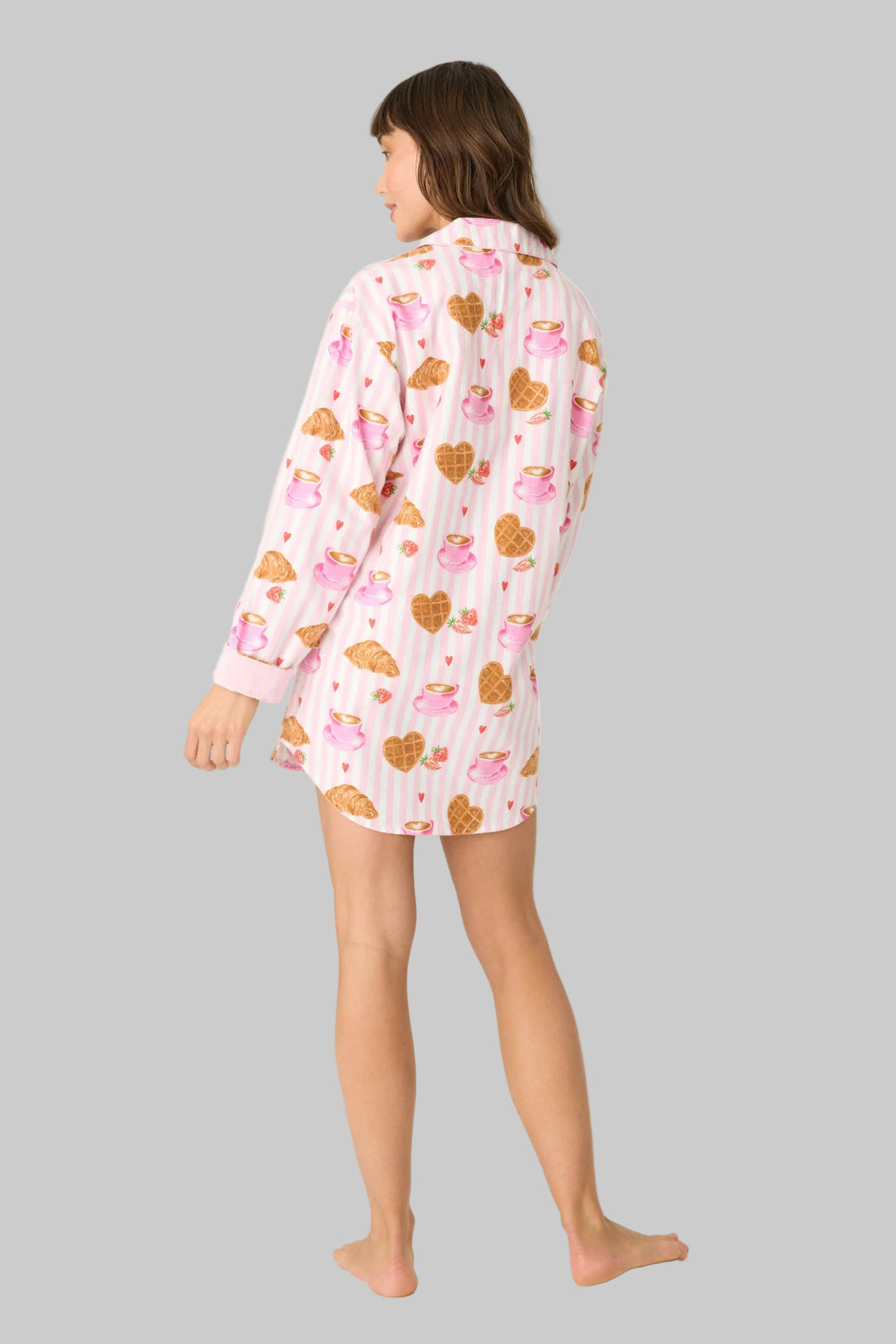 Brunch Club Breakfast Print Flannel Nightshirt